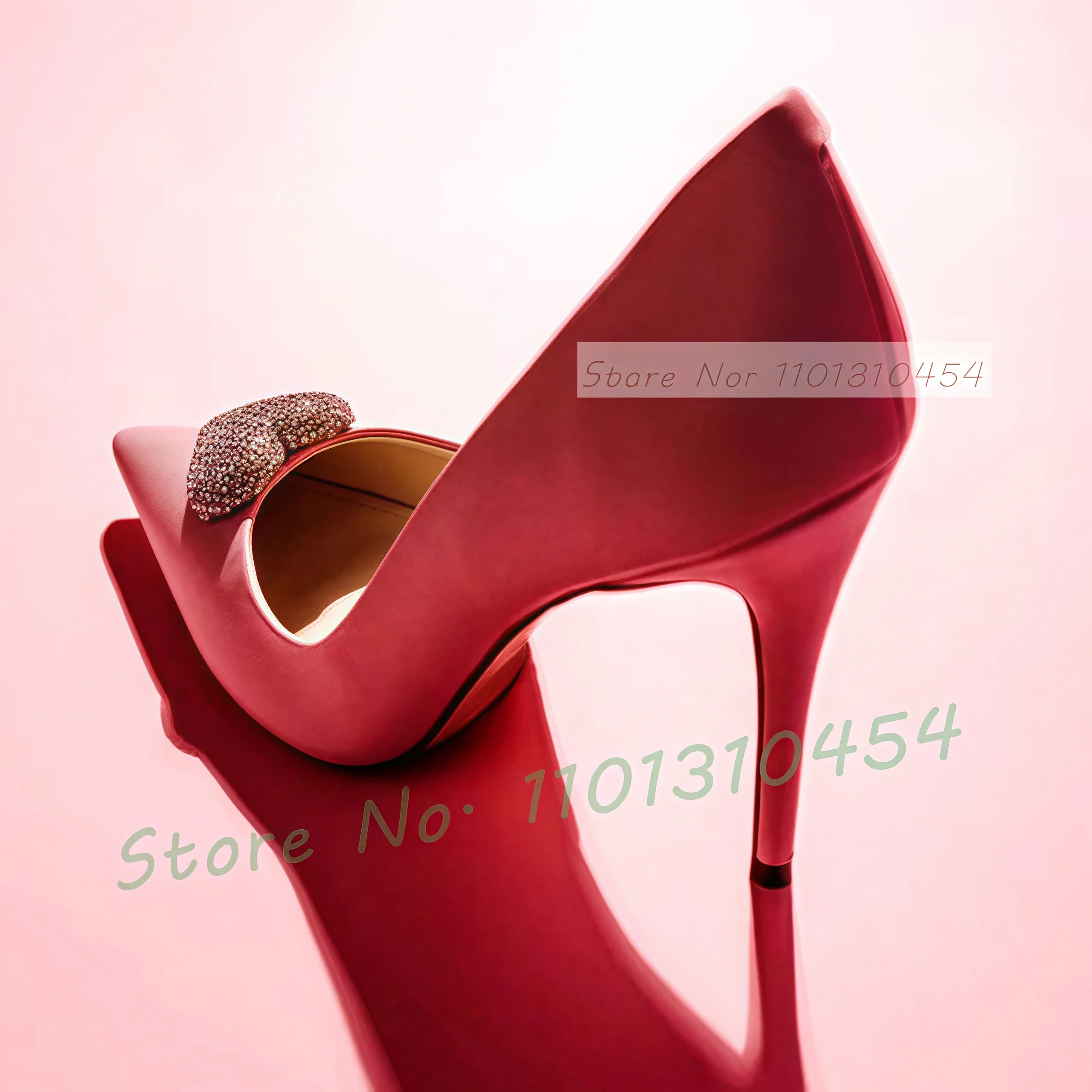 

Heart Rhinestone Pink High Heels Pumps Women Summer Sweet Pointed Toe Leather Shoes Luxury Office Ladies Black Sexy Party Pumps