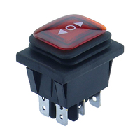 Momentary Rocker Switch 6 Flat Pins Reset Switches,Double Sides Spring Return To Middle After Released Light Red 12-24V 220V