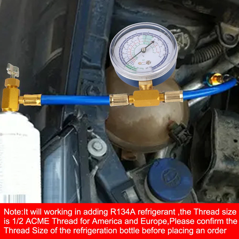 Reparing Tools Refrigerant Recharge Hose R134A Accessories Car Air Conditioning Pressure Gauge Measuring Kit