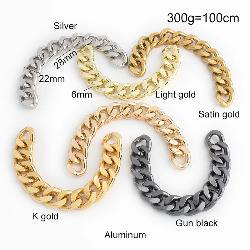 1-5 meters 22mm 6 colors K gold Light weight chain Straps for bags long shoulder strap chain