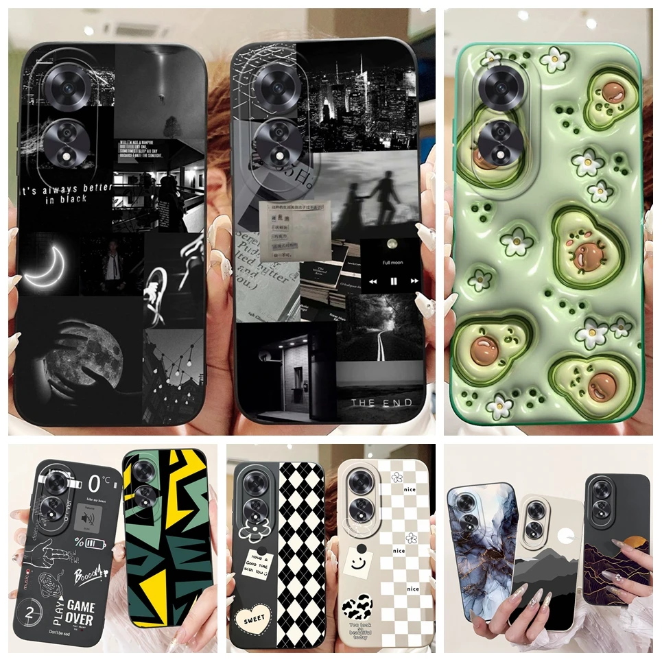 Fashion Painting Back Cover For Oppo A60 4G CPH2631 Phone Case Marble Avocado Moon Night Gothic Fundas For OppoA60 4G Soft Case