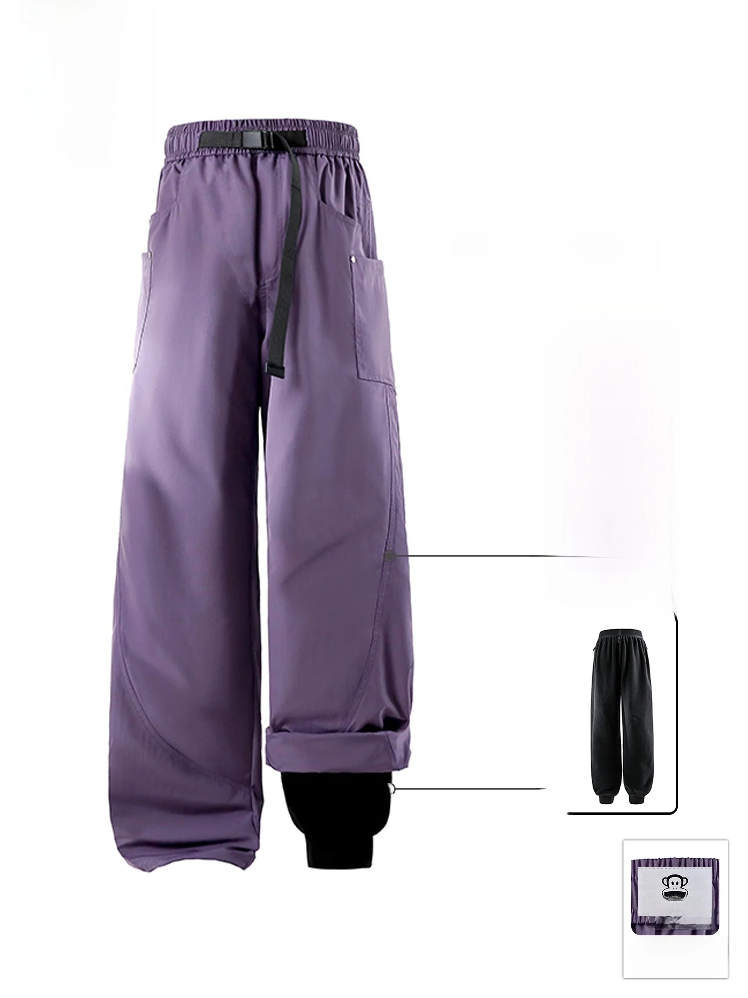 

PaulFrank Outdoor Casual Pants Men's Winter Tee-In-One Inner ell Mountain ell Pants Hiking Durable Straight Leg Trousers