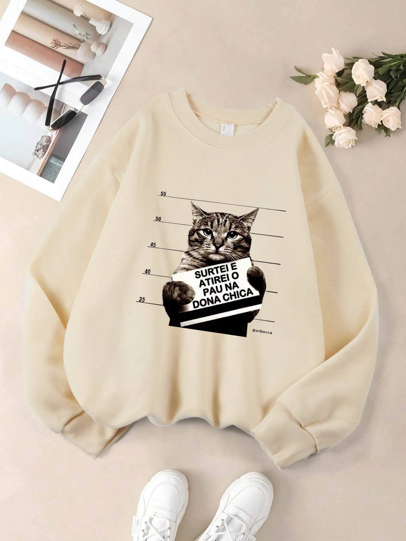 

Пуловер с принтом «Маленький толстый кот держит преступник», мужской мягкий свитшот в стиле хип-хоп, винтажная спортивная одежда с круглым вырезом, флисовая одежда