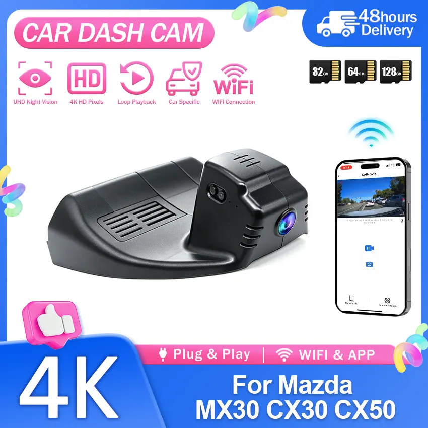 Dash Cam 4K For Mazda CX-30 MX-30 CX30 CX-50 CX50 2019-2023 Plug and Play Car DVR Dashcam Camera Video Recorder