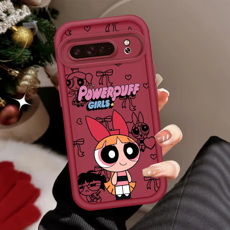 P-Powerpuffs Catroon Cool For Google Pixel 9 8A 8 7 7A Pro XL 5G Eye Ladder Phone Case Soft TPU Shockproof Cover