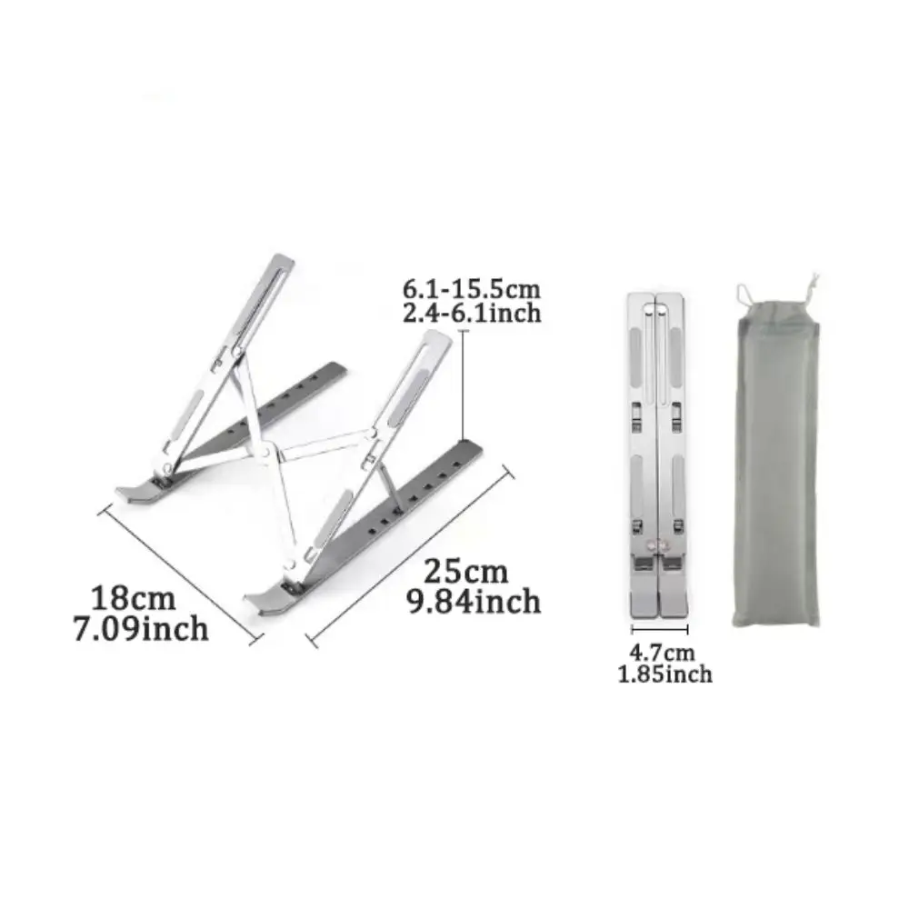 Support d'ordinateur portable en alliage d'aluminium, Base de Support pliable pour ordinateur portable, Support de refroidissement antidérapant, Support pliable pour ordinateur portable