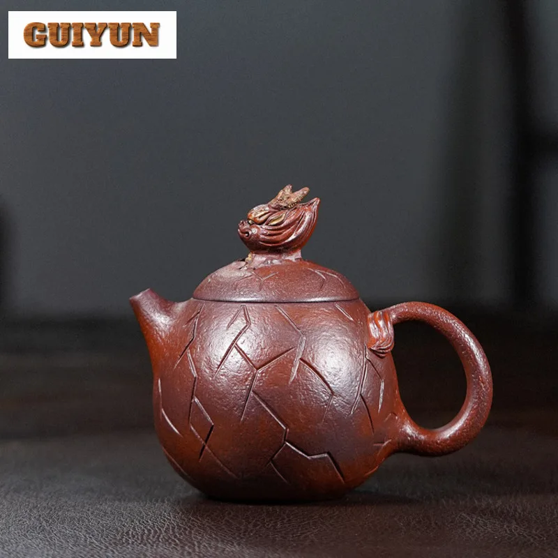 

270ml Vintage Yixing Purple Clay Teapots Handmade Dragon Head Dragon Egg Pot Raw Ore Purple Mud Kettle With Filter Zisha Tea Set