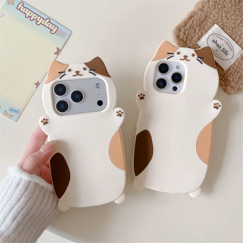 Cartoon süße Katze Silikon Soft Case für IPhone 17 16 15 14 13 Pro Max Plus 17Pro 16Pro IPhone 17 Pro Max IPones Frauen Mädchen Abdeckung