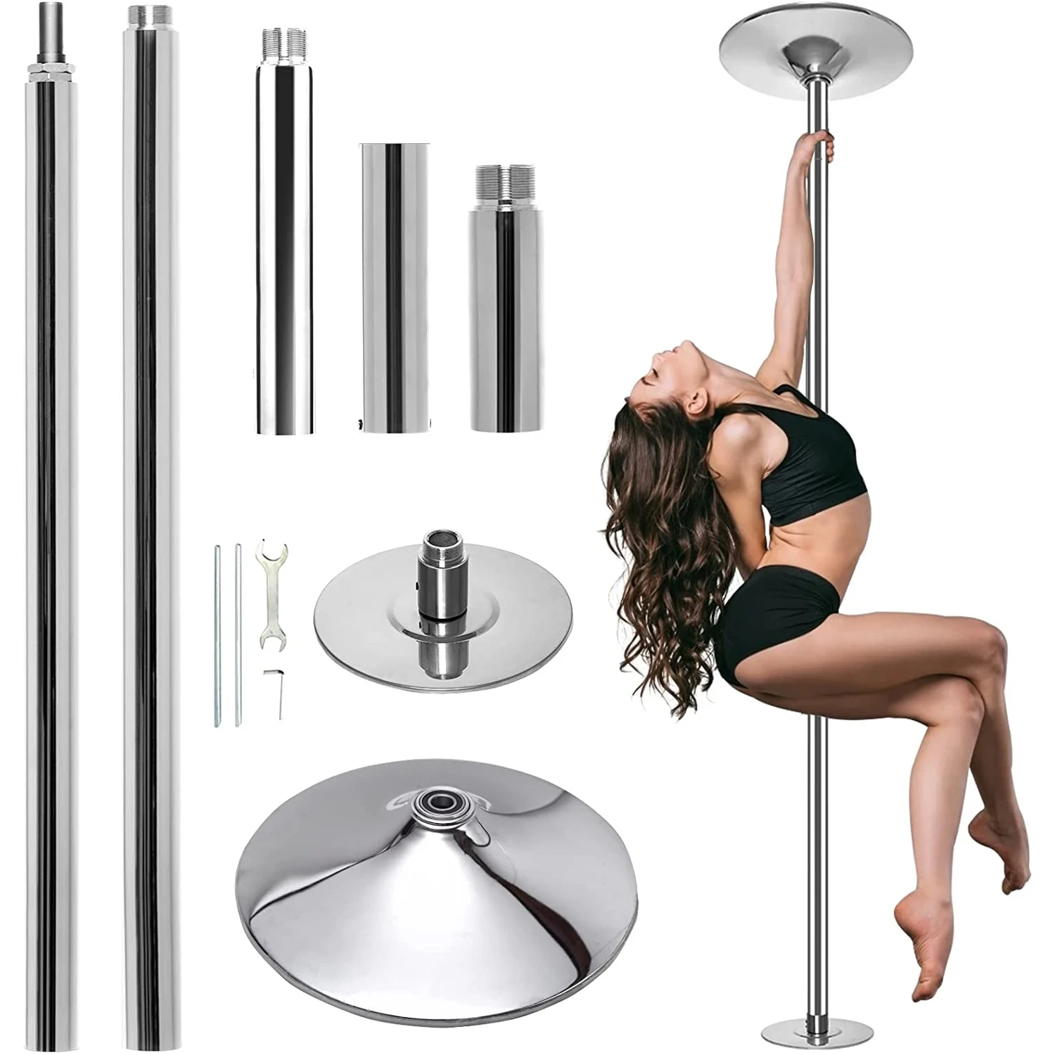 Multicolour 45mm Steel Dancing Pole Rotating Fixed Dual Use Portable Home Bar Training Dance X-pole