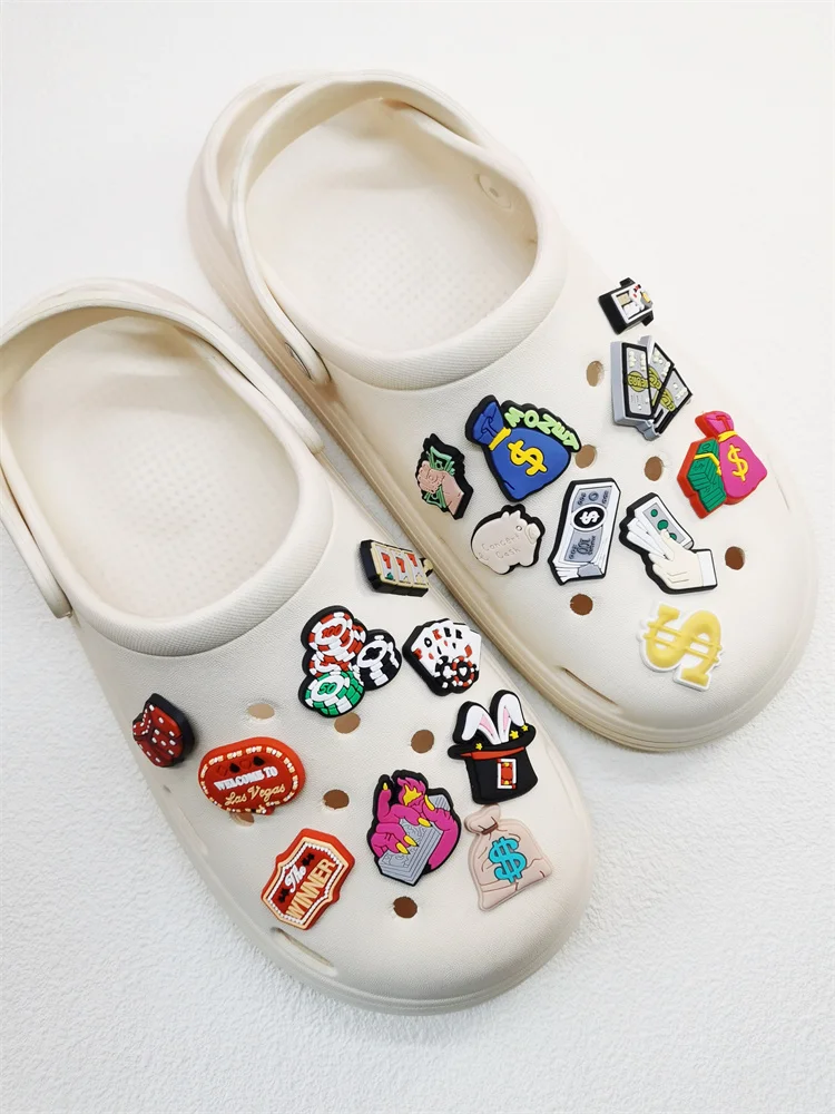 Original Dollar Euro Money Shoe Charms Decorations Women Kid Clog Shoe Accessories Diy PVC Buckle Décor For Bubble Sandals Slide