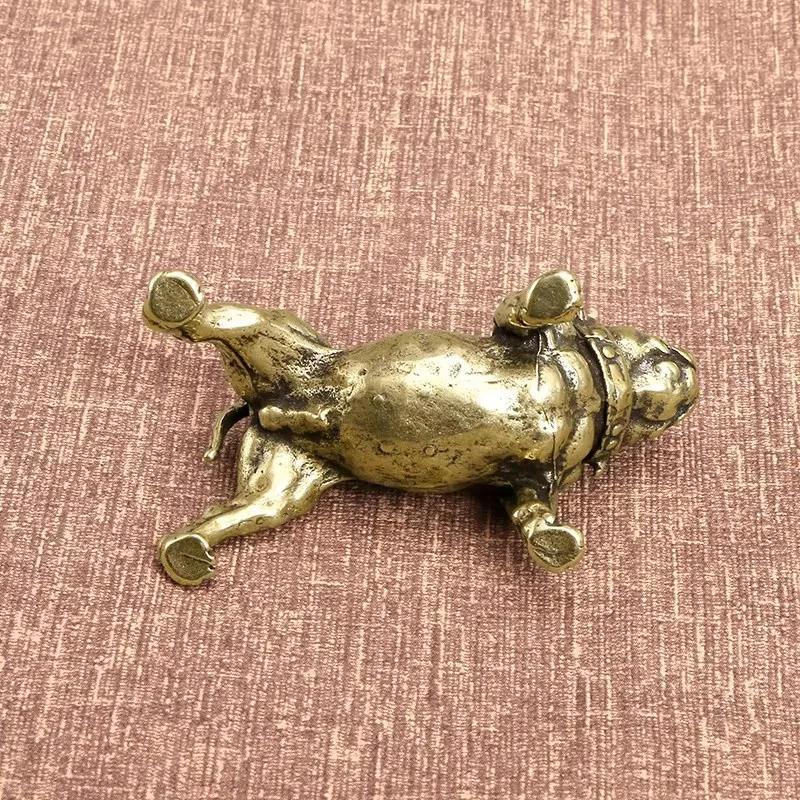 Mini Brass Bulldog Statue Copper Animal Dog Sculpture Home Office Party Bar Desk Decoration Ornament Funny Toy Gift Dropshipping