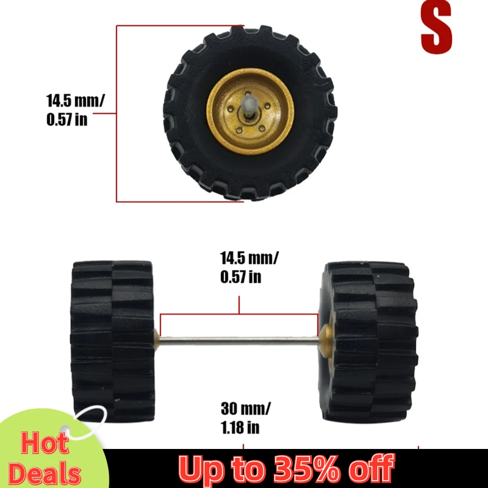 1/64 Wheels with Rubber All Terrain Tires Refitting Parts for Off-road Model Cars Hot Wheels Matchbox Tomica Small Size 1 Set