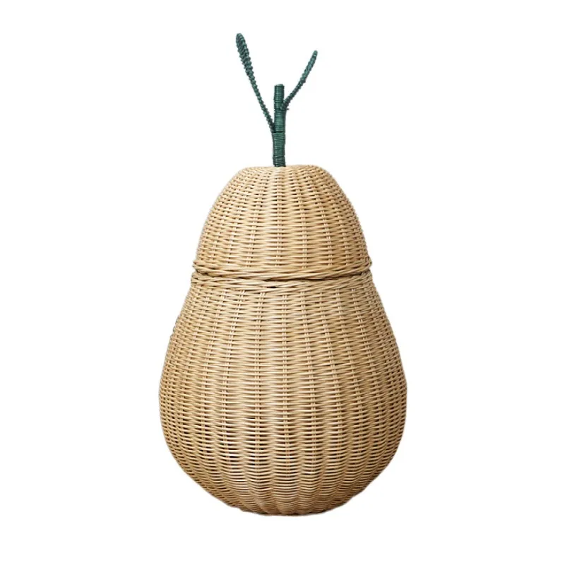 Handmade rattan woven snow pear shaped sundry basket Bathroom dirty clothes basket Toy storage basket Hotel home stay decoration