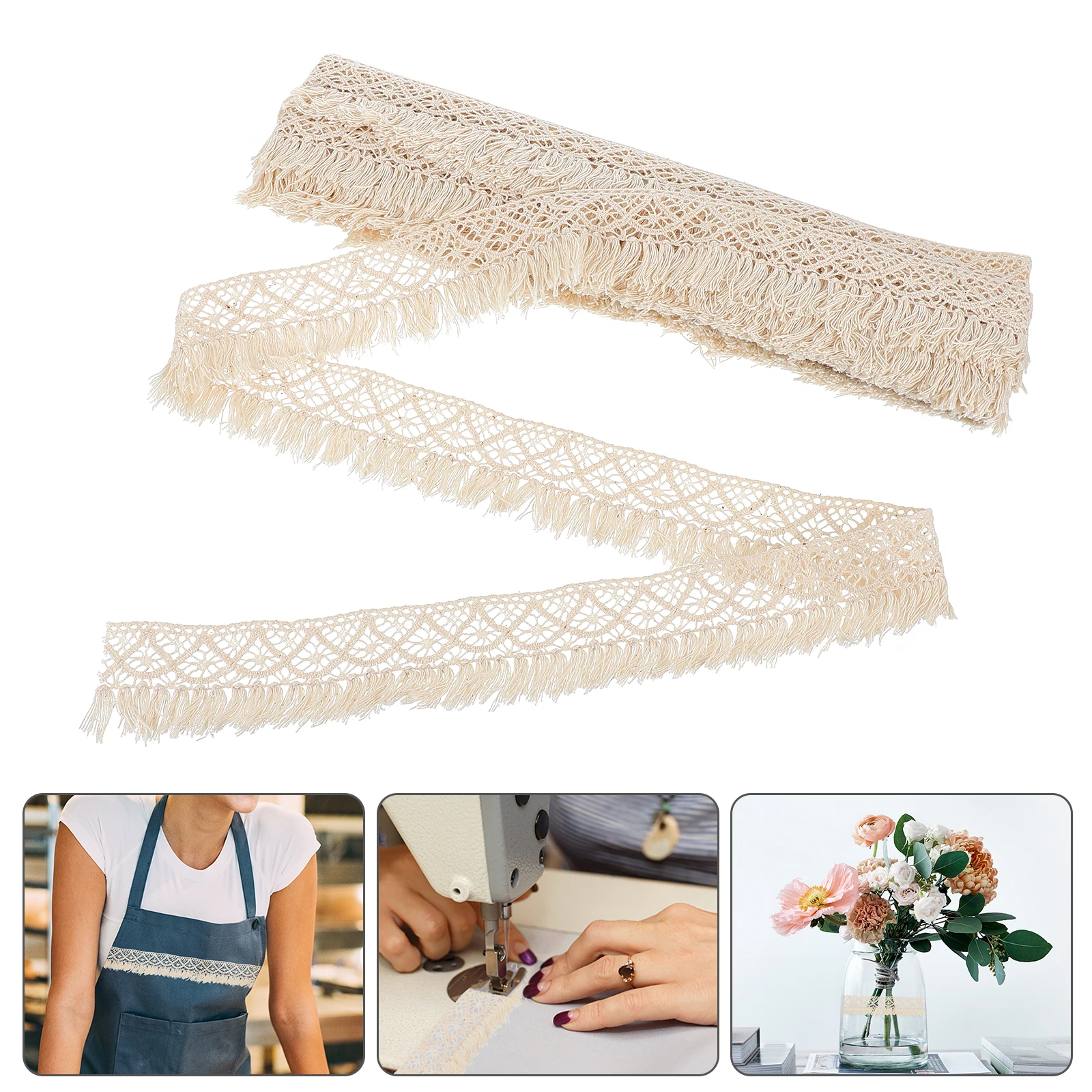 

10 Yards Cotton Lace Trim Tassel Decorative Fabric For Wedding Dress Sewing Diy Accessories Embroidered Applique Ribbon Border