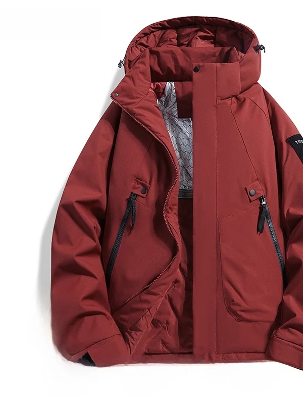 

Extra Large Men's Cotton Jaet Winter Thi Warm Outdoor Faion plus Size Coat Warmth Polyester Fiber Hooded Zipper Closure