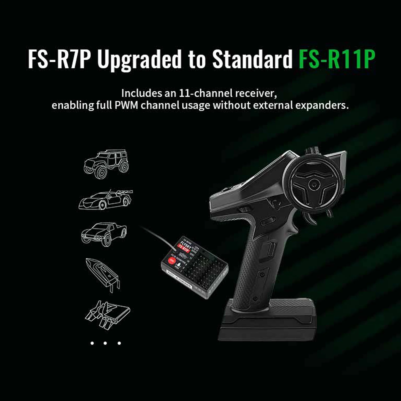 جهاز إرسال 10CH ومجموعة استقبال 11CH، وحدة تحكم عن بعد 2.4 جيجا هرتز مع شاشة LCD لسيارات RC والقوارب