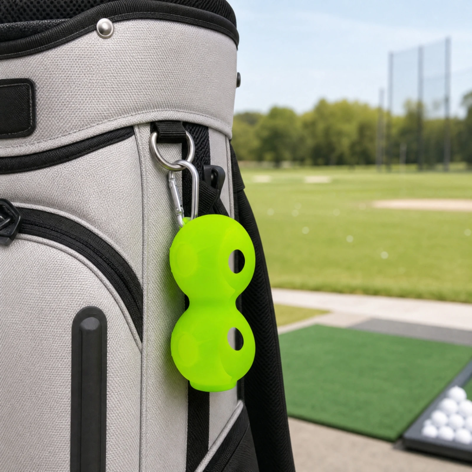 Porte-balles de golf avec mousqueton, porte-balles de golf compact en silicone, flexible et résistant à l’usure, idéal pour les golfeurs, à fixer à la ceinture.
