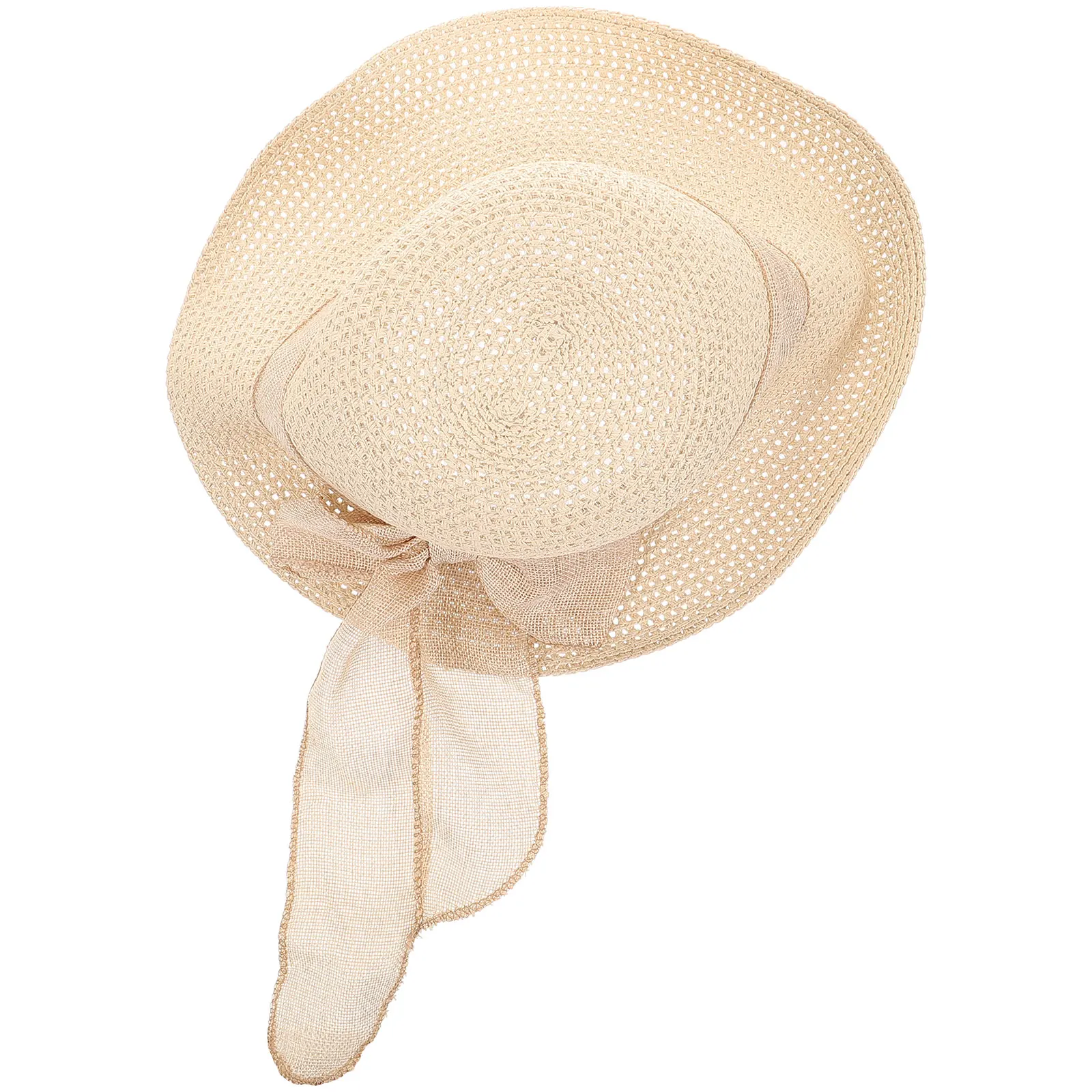 

Straw Sun Hat Women Summer Wide Brim Sunscreen Protection Lady Elegant Bowknot Beach Casual Daily Outdoor Shopping