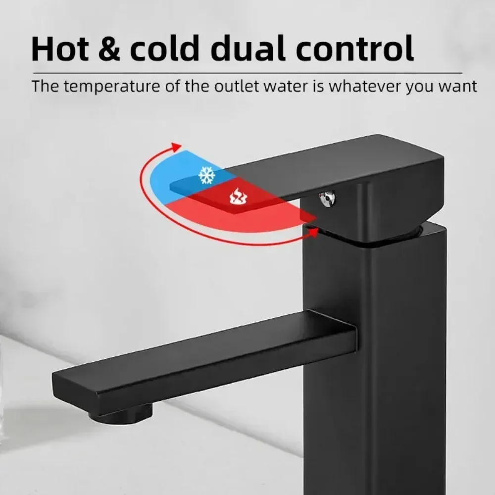 

HN-Basin Faucet Sink Deck Mounted Black Chrome Hot Cold Water Basin Mixing Long Short Faucet Matte Black Washbasin Faucet Crane