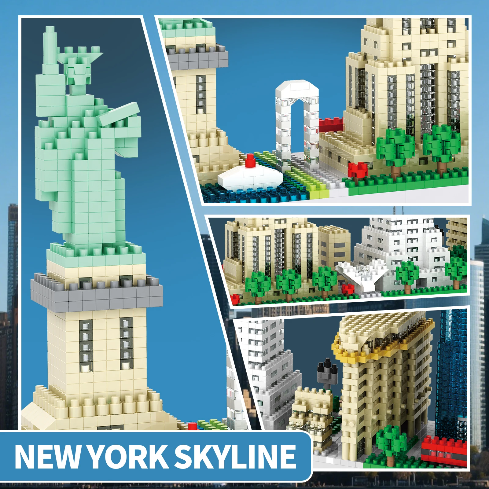 NYC Downtown Mini Bricks Statue of Liberty Empire State Building DIY Assembly Tabletop Collection Decor view 5