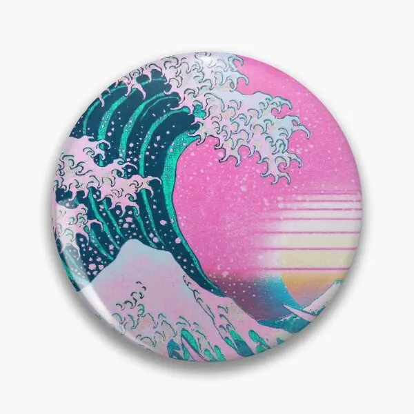 Vaporwave Aesthetic Great Wave Off Kanag  Soft Button Pin Gift Cartoon Lover Brooch Clothes Jewelry Creative Lapel Pin Decor