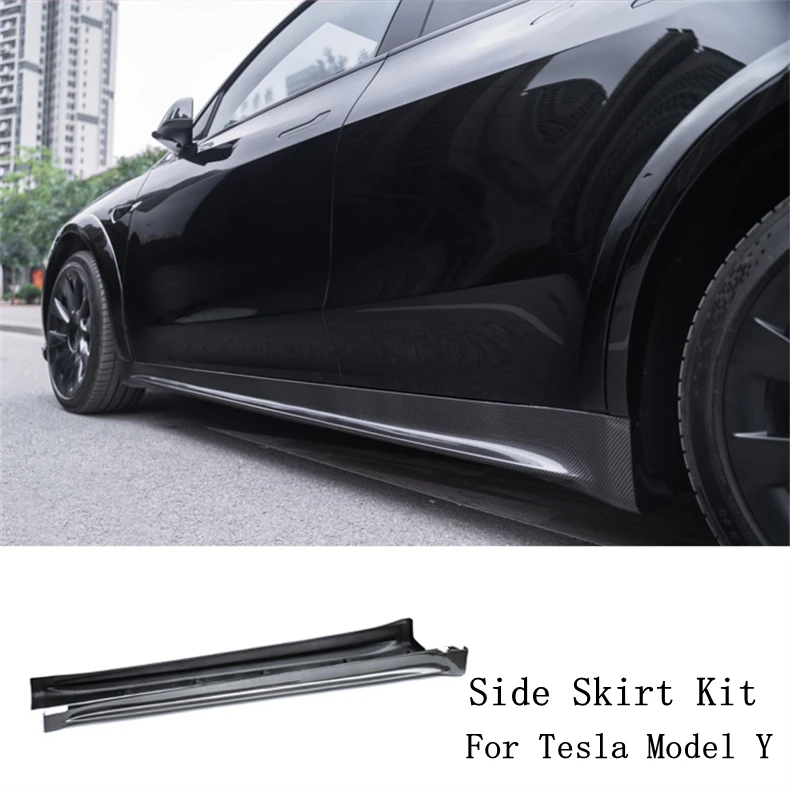 For Tesla Model Y 2020 2021 2022 2023 High Quality REAL Carbon Fiber Body Side Skirt Kit Lip Spoiler