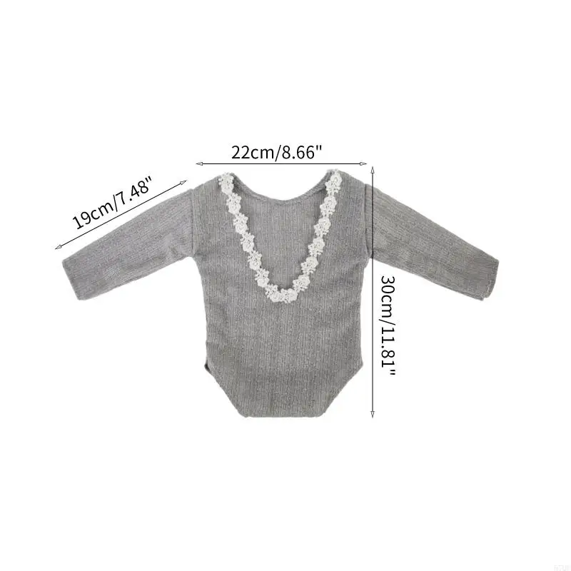 

57QE Infant Photo Props Photography Clothes Backless Lace Rompers Newborn Shower Gift