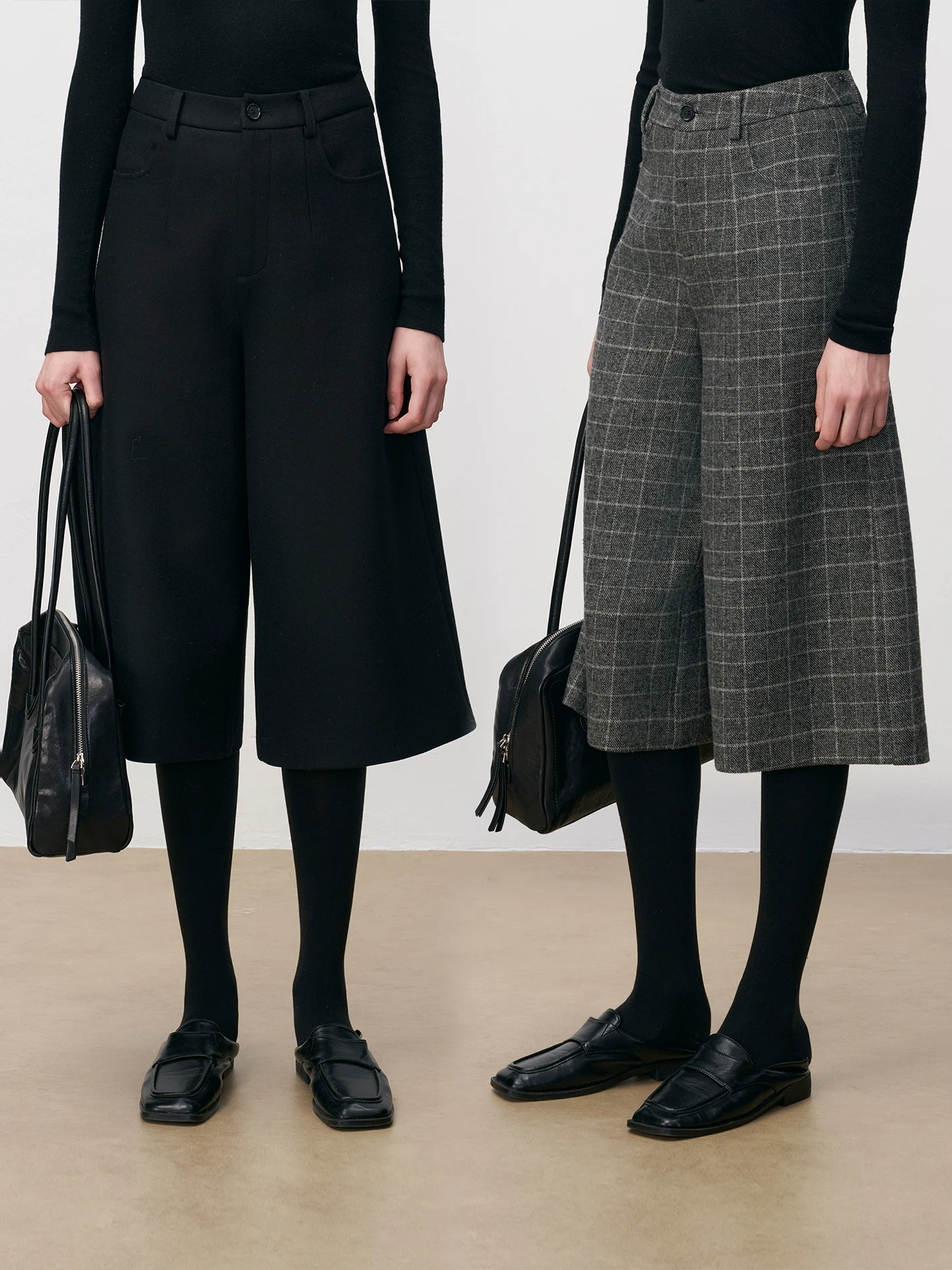 

Шерстяные брюки River Modern Retro в клетку, универсальные, свободного кроя, с широкими штанинами, прямые, укороченные (7/8), легкие в уходе