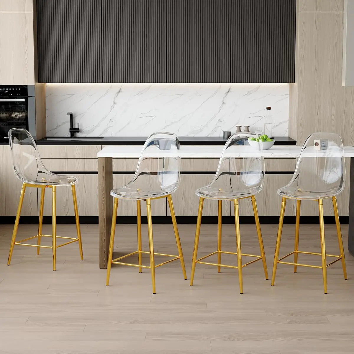 

Набор барных стульев на 4 персоны, прозрачные барные стулья для кухонного острова, акриловые барные стулья с металлическим кронштейном, барные стулья, на заказ