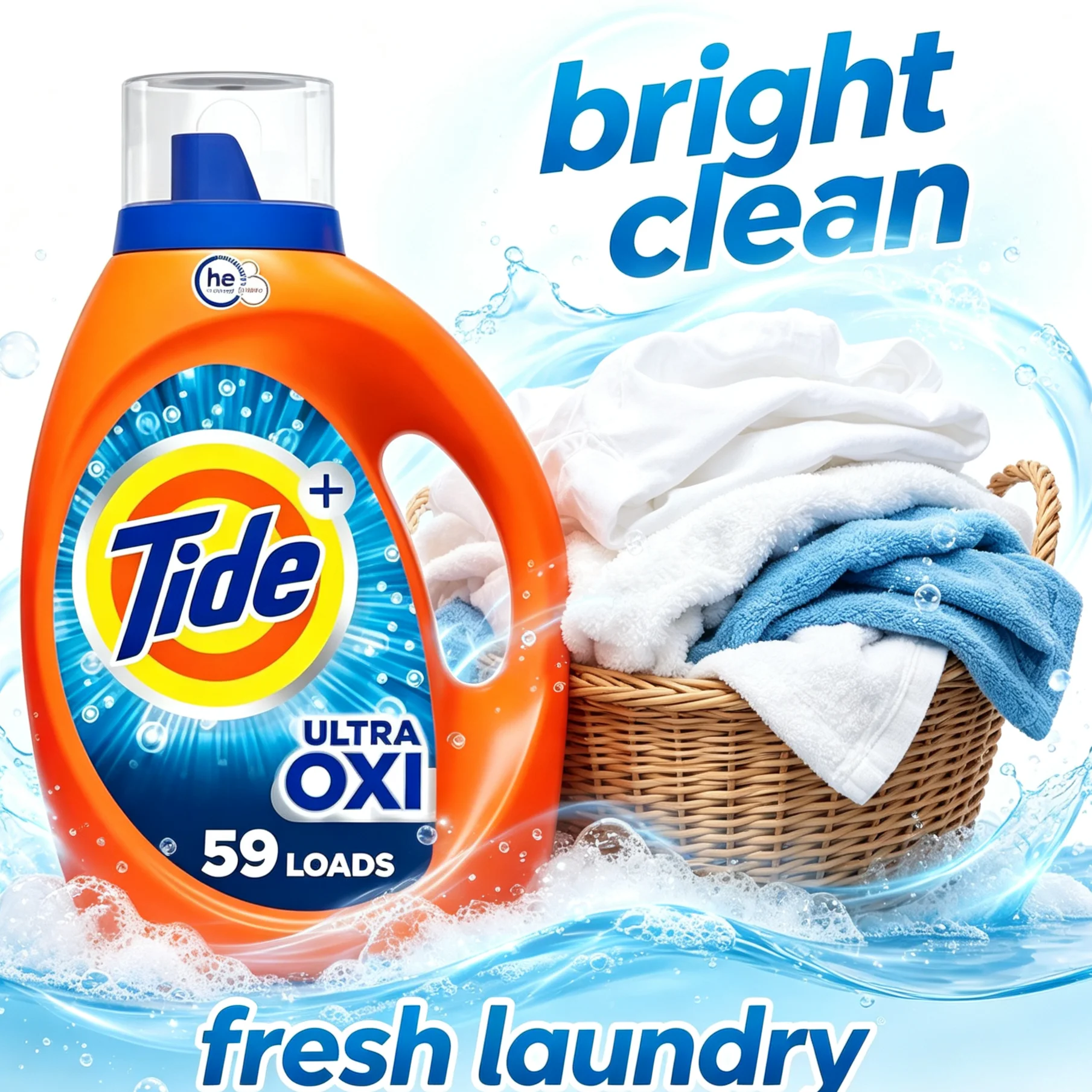 Ultra Oxi Boost Liquid Laundry Detergent, 84 FL oz, 59 Loads, Advanced Stain Remover, Laundry Detergent Liquid with Extra Oxi Po