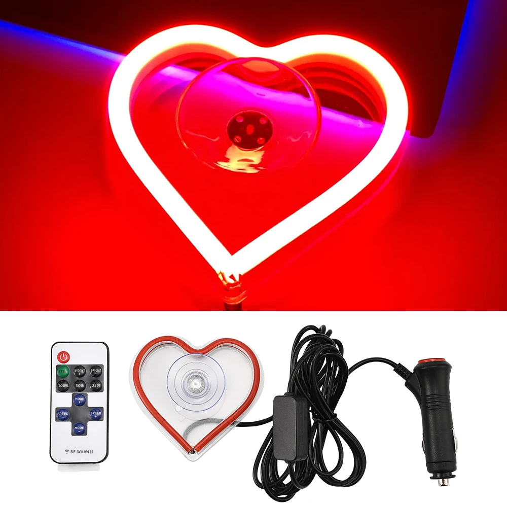 Car Interior Window Decorative Lamps Heart-shape Atmosphere Lamp USB Rechargeable  Auto LED Ambient Lights