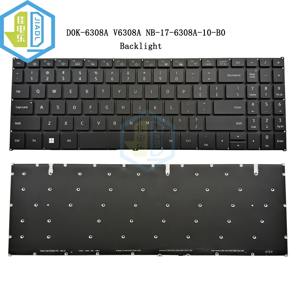 

Новая черная клавиатура с английской подсветкой для ноутбука D0K-6308A V6308A NB-17-6308A-10-B0 NS15IC 819R1, замена клавиатуры для ноутбука