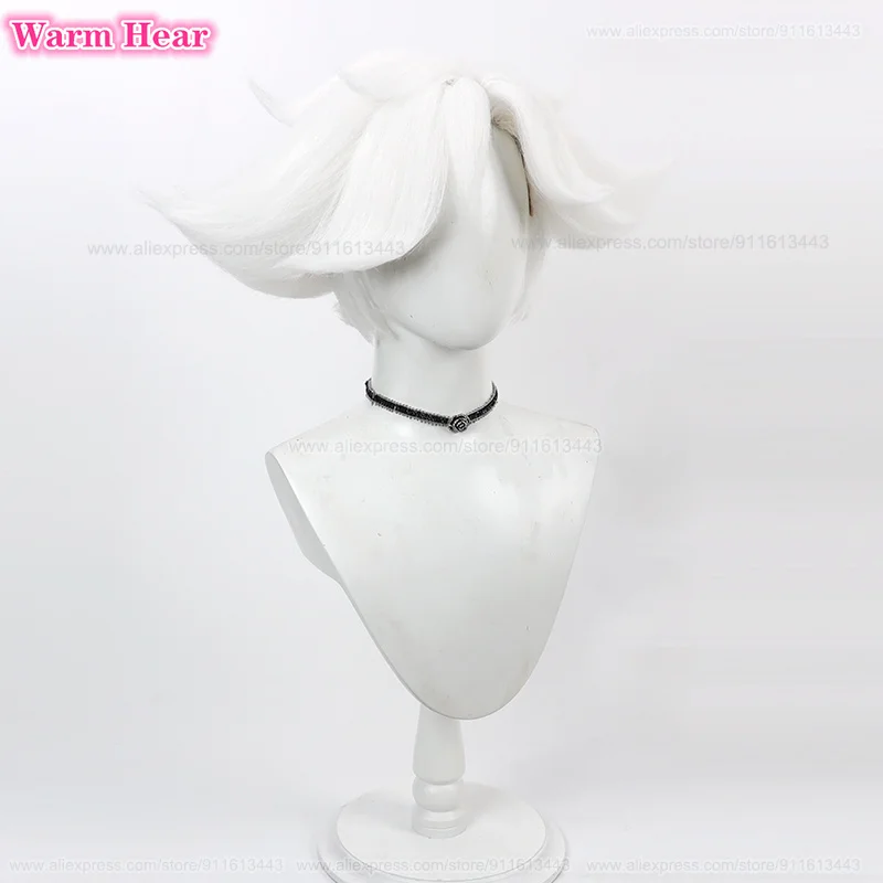 New! Anime Synthetic Hotel Dust Angel Cosplay Wig Short White Cosplay Anime Wig Heat Resistant Hair Men Women Wigs +Free Wig Cap