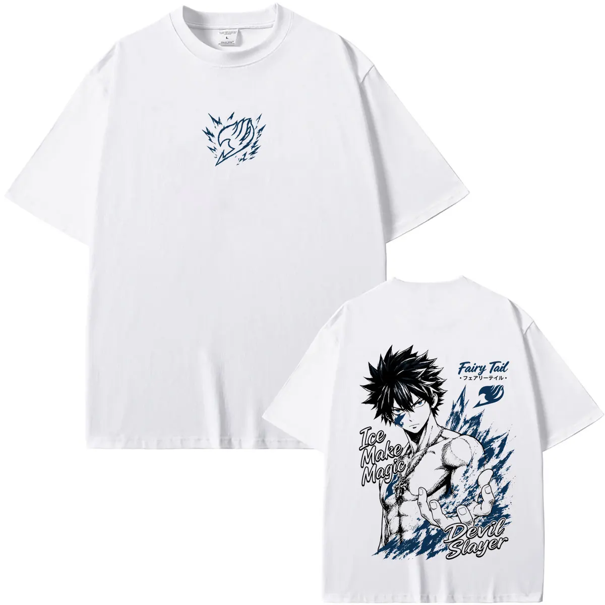 Anime Fairy Tail T-shirt Manga Cartoon Gray Fullbuster Graphic Print T Shirts Men's Women's Fashion Vintage Oversized Streetwear