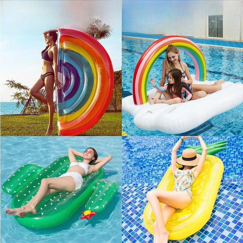 inflatable-waterbed-swimming-ring-adult-water-toy-floating-toy-internet-famous-flamingo-ride-rainbow-inflatable-water-slide