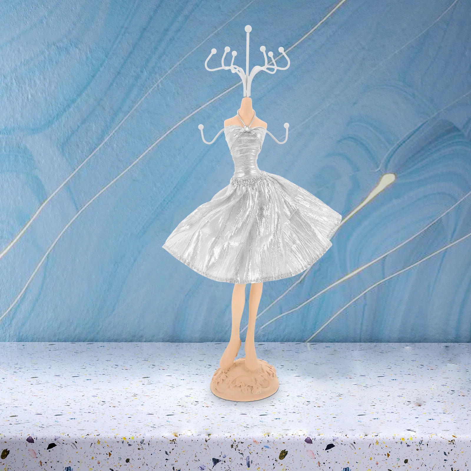 

Cloth Rubber Jewelry Stand for Earrings Necklaces Organizer Display Rack Stylish Modern Minimalist Home Vanity Dresser Counter