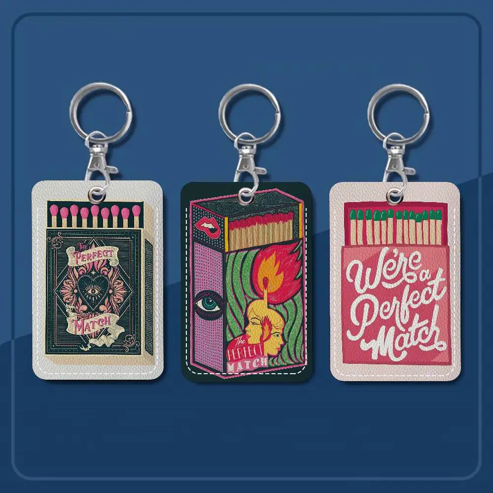 

LOVE You're My Perfect Match Movie Holder Keychain With Keychain for Card Bus Pass & Card Credit ID Bank Card Protective Case