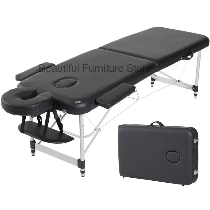 185*60cm Aluminum Alloy Folding Massage Bed with Carrying Case Spa Beauty Massage Tables Salon Furniture Height Adjustable