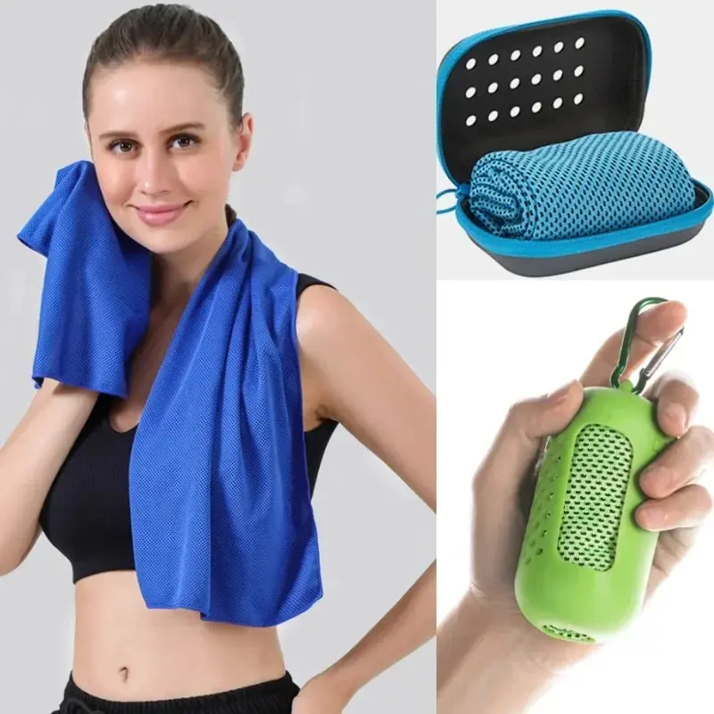 Portable Silicone Mini Cold Towel, Polyester, Cooling Towel for Outdoor, Fitness, Sports, Gym, Running, Quick Drying