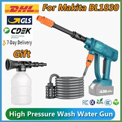 Bonacell Cordless High Pressure Car Wash Washer Gun Car Washing Machine Adjustable Long Water Pipe For Makita 18V Battery