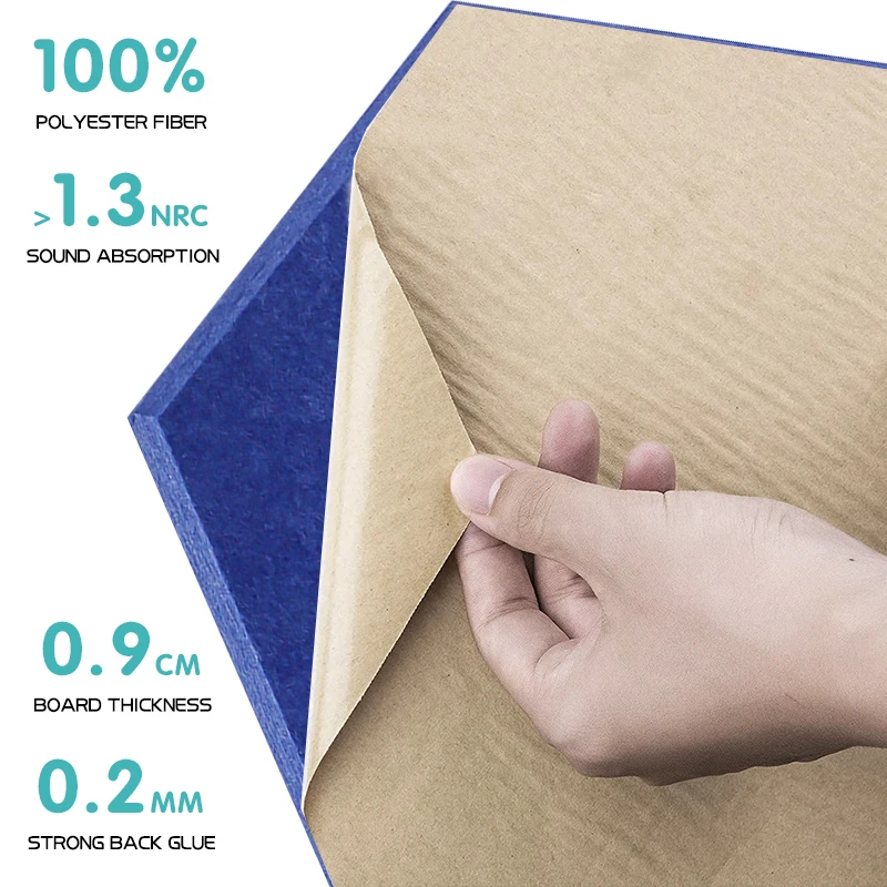 12Pcs Hexagon Polyester Wall Panels Strong Sound Proof Self-adhesive Acoustic Panel Soundproofing Nursery Room Study Wall Decor