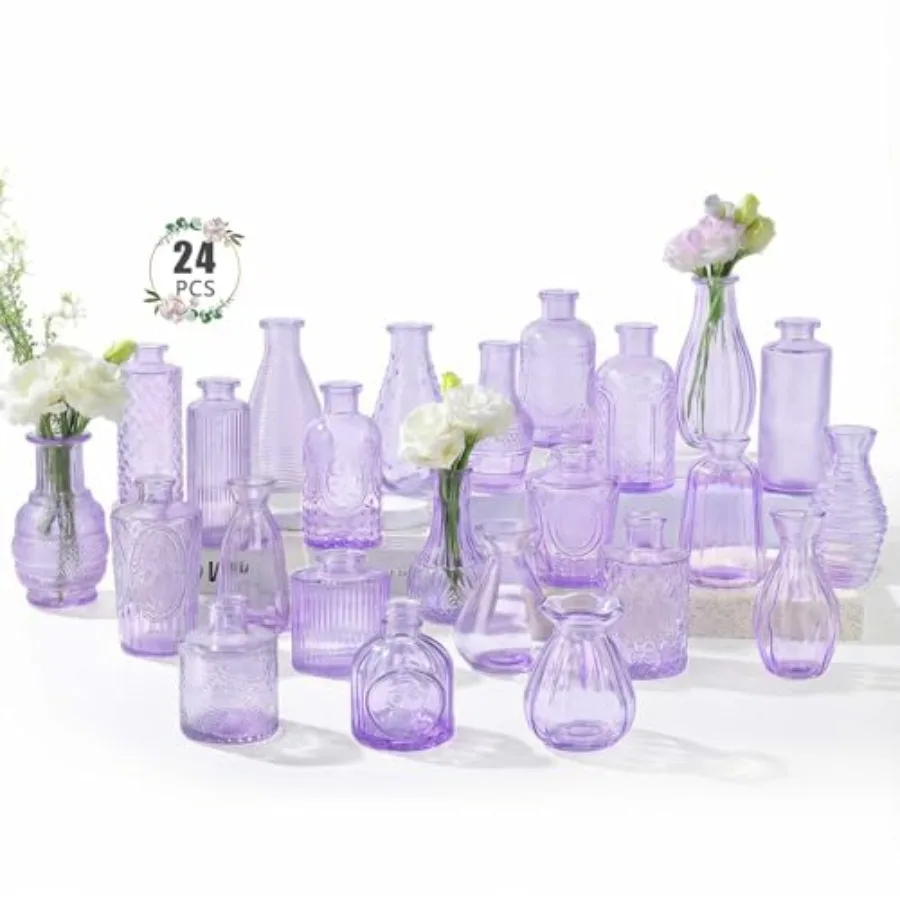 

Набор из 24 мини-ваз для цветов оптом: винтажные стеклянные вазы для букетов, центральных композиций, свадебного декора, вечеринок и украшения дома, на День матери