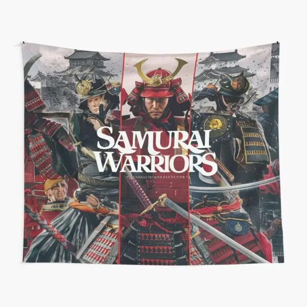 Samurai Warriors In Traditional Armor Ar  Tapestry Colored Living Art Decoration Room Hanging Blanket Towel Printed Travel