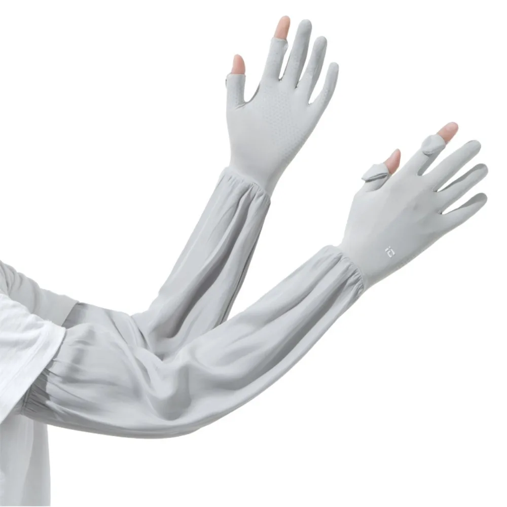 Guanti con maniche in seta di ghiaccio anti-UV Isolamento UV Flip-dito Protezione solare Manica Copri braccio Guanto a maniche lunghe Guanti da ciclismo Estate