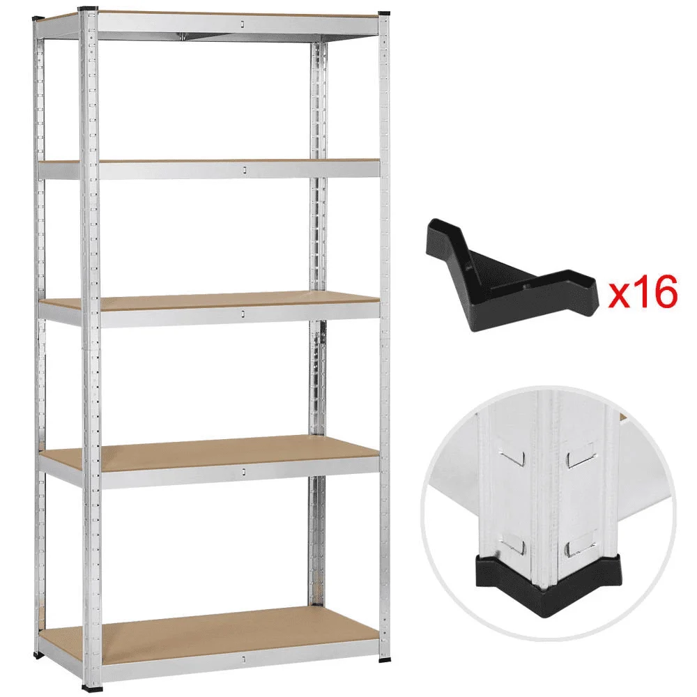 5 Shelf Boltless Adjustable Steel Storage Shelf Unit Silver Adjustable Metal MDF Storage for Garage Warehouse