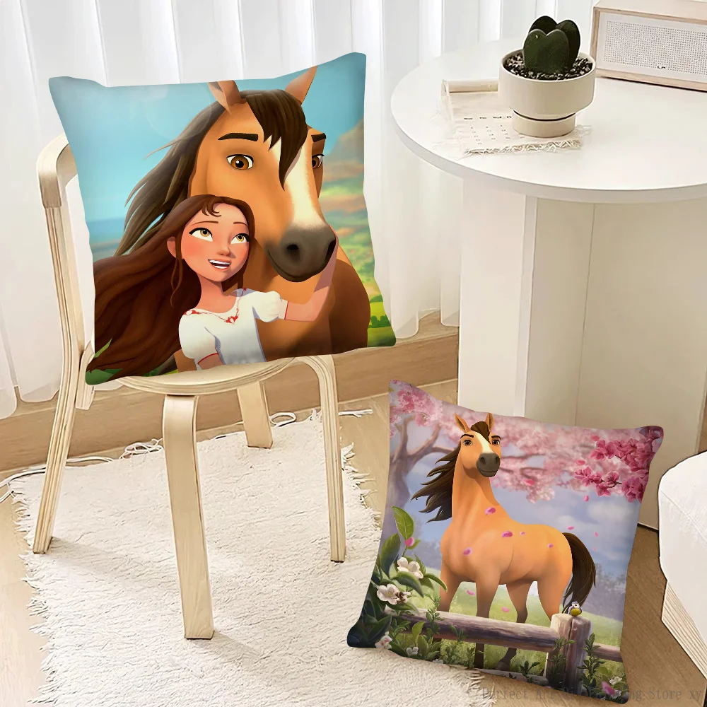 Spirit Riding Free Horses Pillow Case Fashion Square Pillowcase Bedroom Sofa Room Ins Decoration Leisure Cushion Cover 40x40