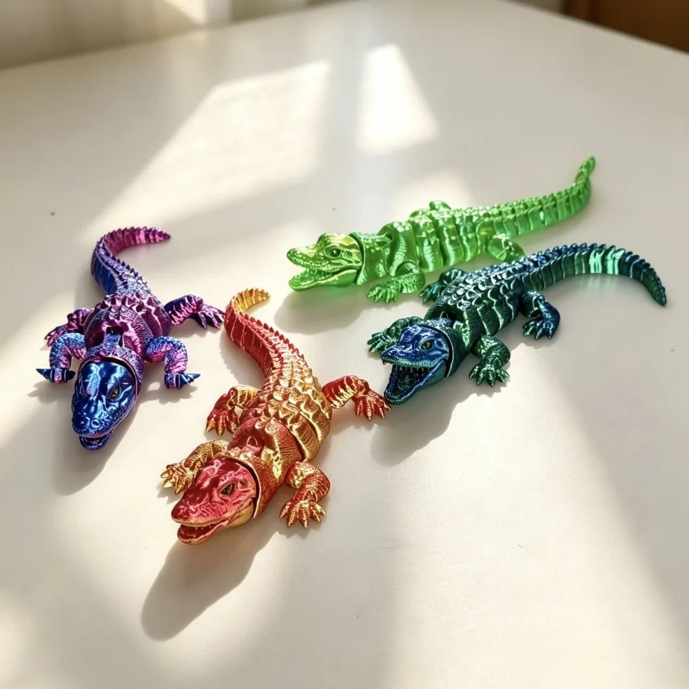 Creative 3D Printed Simulation Crocodile Model Moveable Multi-joint Crocodile Figure Model Rotatable Flexible