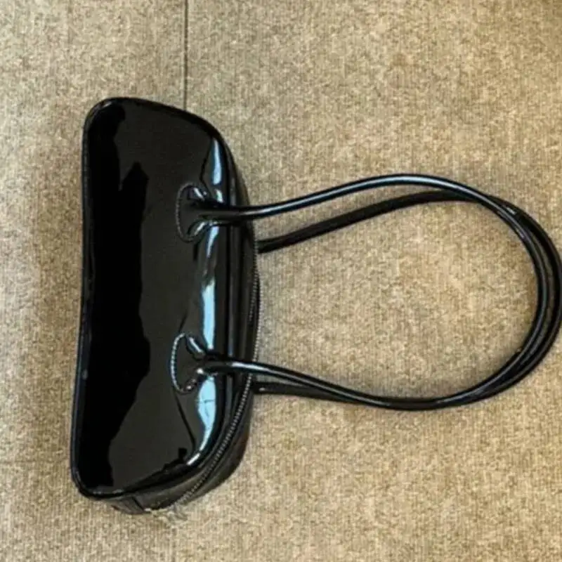 Bloom Red Underarm Purse Women High Street Hot Girls Patent Leather Casual Handbag Female Vintage Bowling Bag Aesthetic