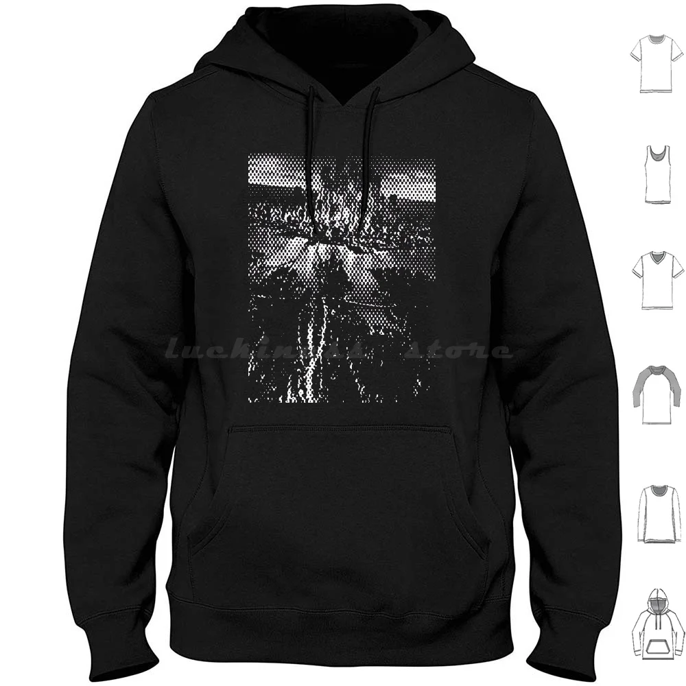 Gits City Halftone Sudadera con capucha transparente de algodón de manga larga Gits Ghost In The Shell Anime City City Night City Neo City