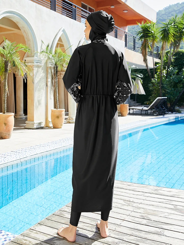 Summer Muslim Swimwear 3 Piece Dress Set Modest Long Robe Swimming Suit summer Musulman Hijab Swimsuit Islamic Swimwear 2023